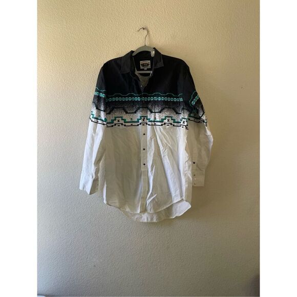 Vintage Cumberland Outfitters Western Aztec Print Button‎ Up Shirt XL - Picture 6 of 6